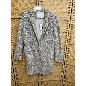 ANTHROPOLOGIE CARTONNIER Women's XS Leopard Print Coat Long‎ Blazer Jacket Chic